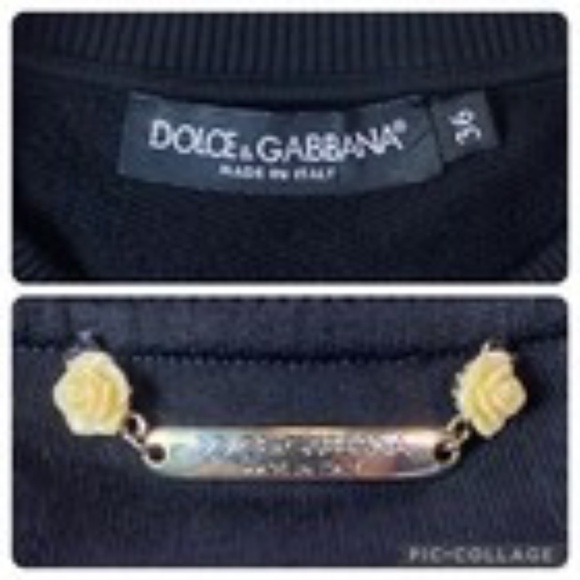 DOLCE & GABBANA Black Cotton Rose Print Drapy Batwing Sleeve Sweater Sweatshirt - Picture 5 of 6